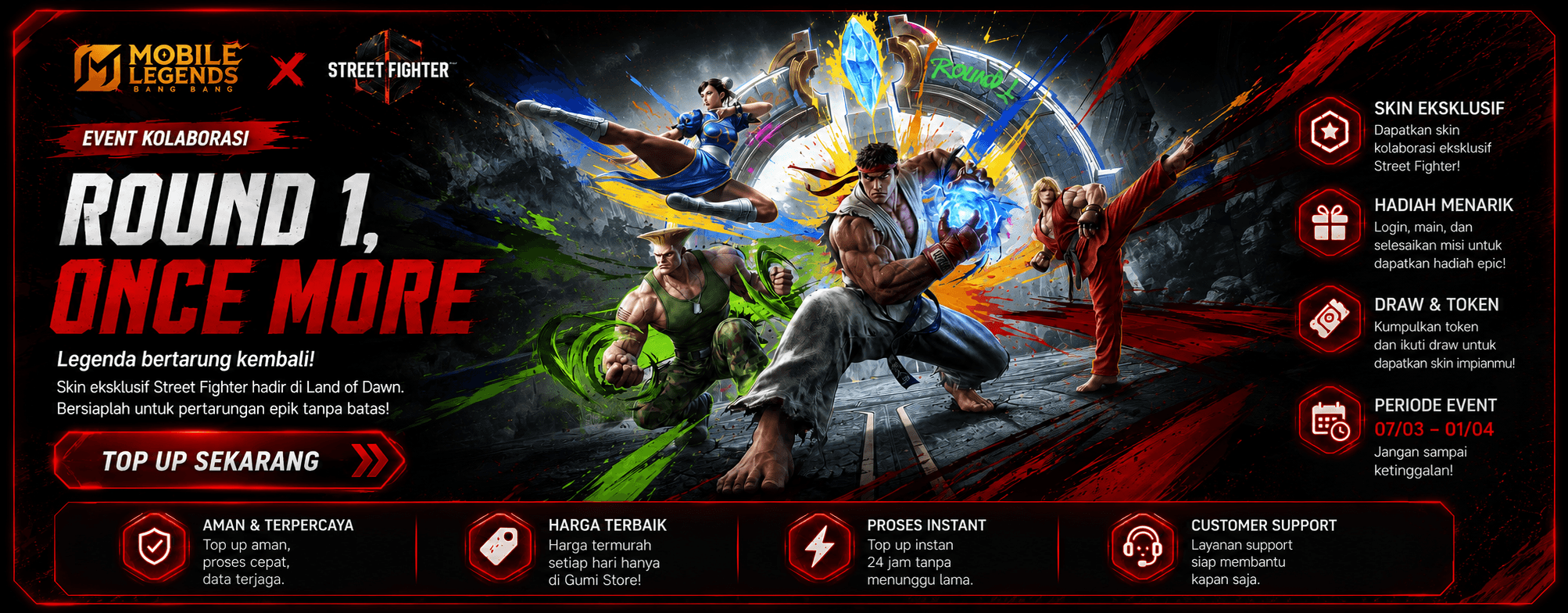 Event Kolaborasi Mobile Legends x Street Fighter: Round 1, Once More!